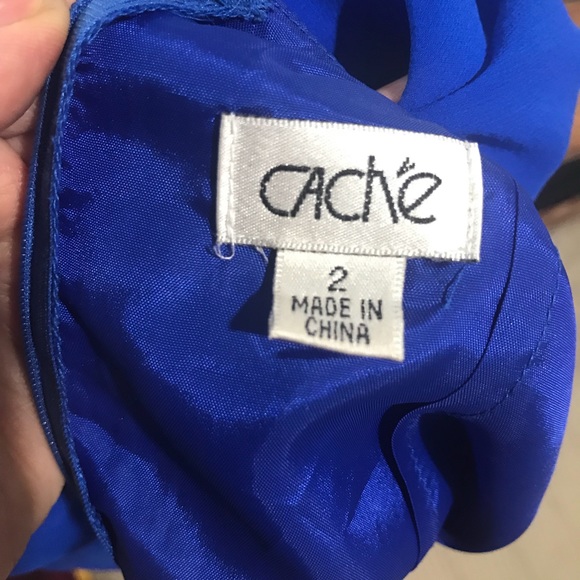 CACHE Flowy royal blue chiffon dress - Picture 6 of 8